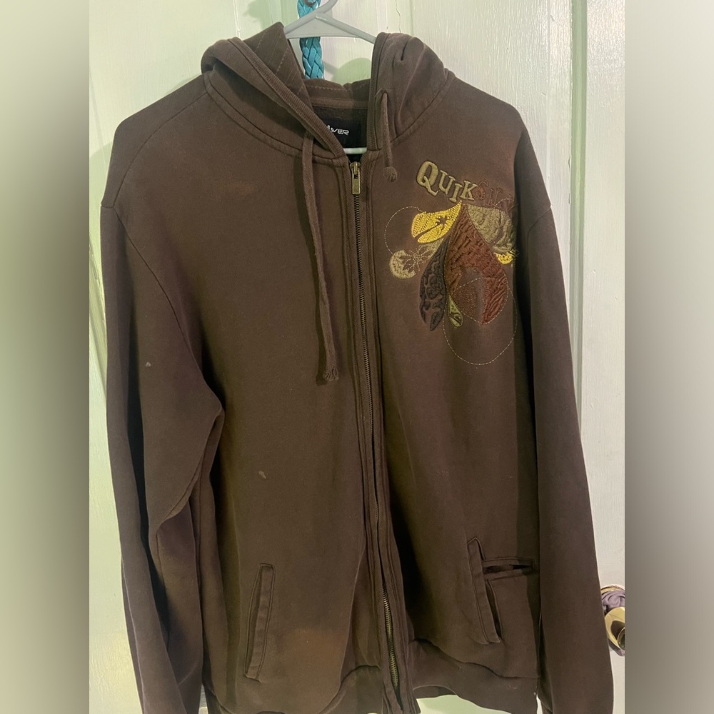 Distressed Y2K quicksilver hoodie embroidered graphic surf